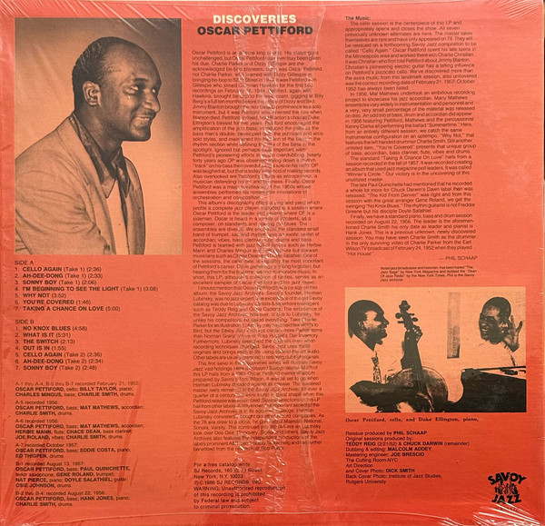 Oscar Pettiford - Discoveries | Savoy Jazz (SJL 1172) - 2