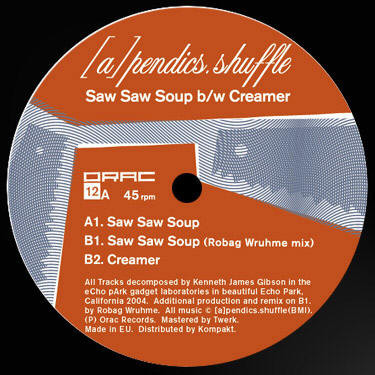 [a]pendics.shuffle - Saw Saw Soup / Creamer | Orac Records (ORAC12)