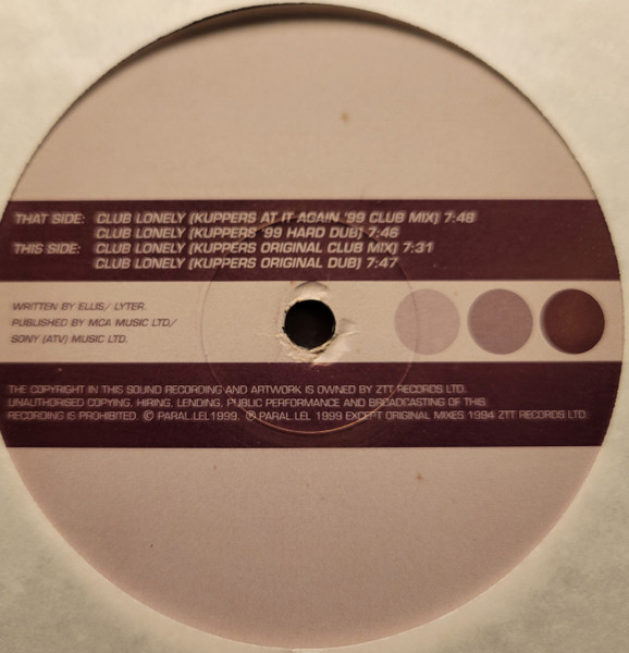 Sam Ellis - Club Lonely (The Eric Kupper Mixes) ‎ | Paral.lel Records (PARA 4TP) - 2