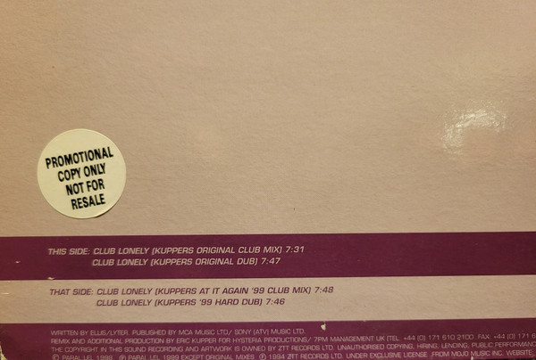 Sam Ellis - Club Lonely (The Eric Kupper Mixes) ‎ | Paral.lel Records (PARA 4TP) - 3