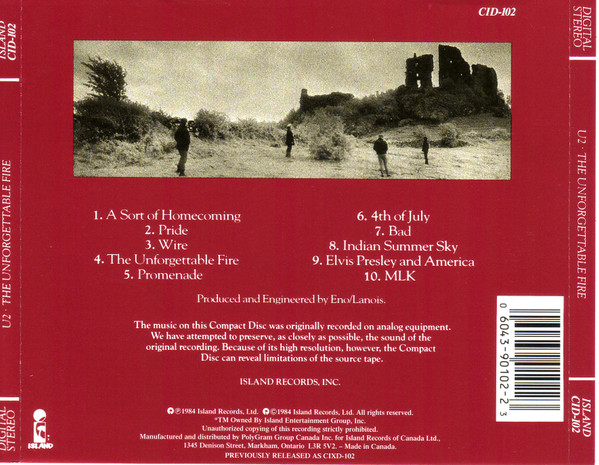 U2 - The Unforgettable Fire [CD] | Island Records (CID-102) - 2