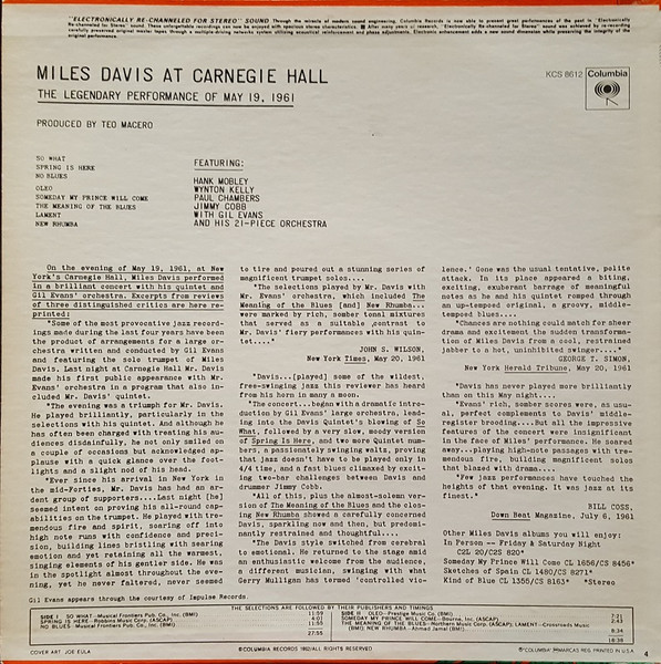 Miles Davis - Miles Davis At Carnegie Hall | Columbia (PC 8612) - 2 Miles Davis - Miles Davis At Carnegie Hall | Columbia (PC 8612) - 2