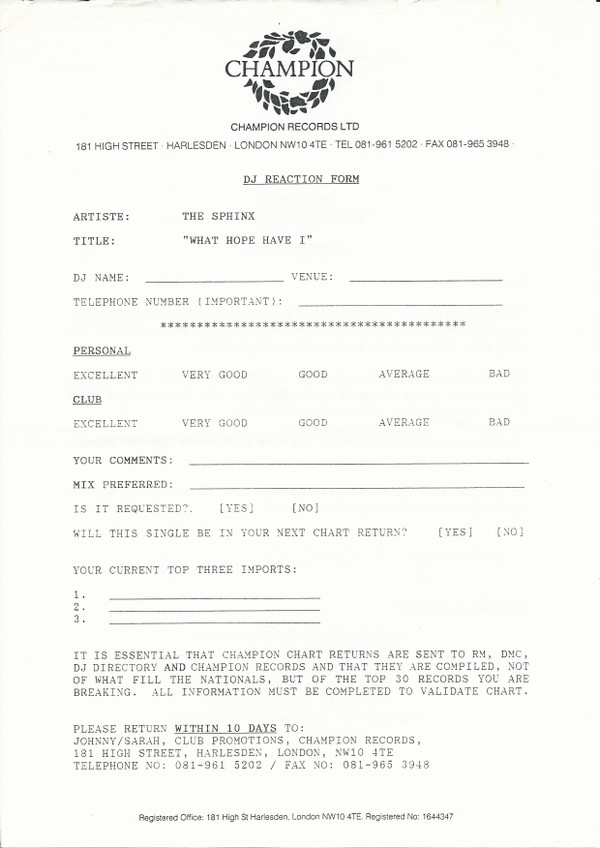 Sphinx - What Hope Have I | Champion (CHAMP 12.318) - 6