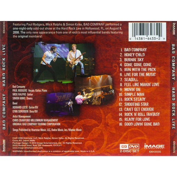 Bad Company - Hard Rock Live | Image Entertainment (ID6433OG) - 2