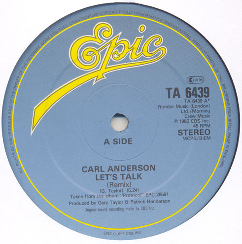 Carl Anderson - Let's Talk (Remix) | Epic (TA 6439) - 2