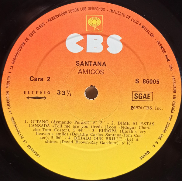 Santana - Amigos | CBS (S 86005) - 4