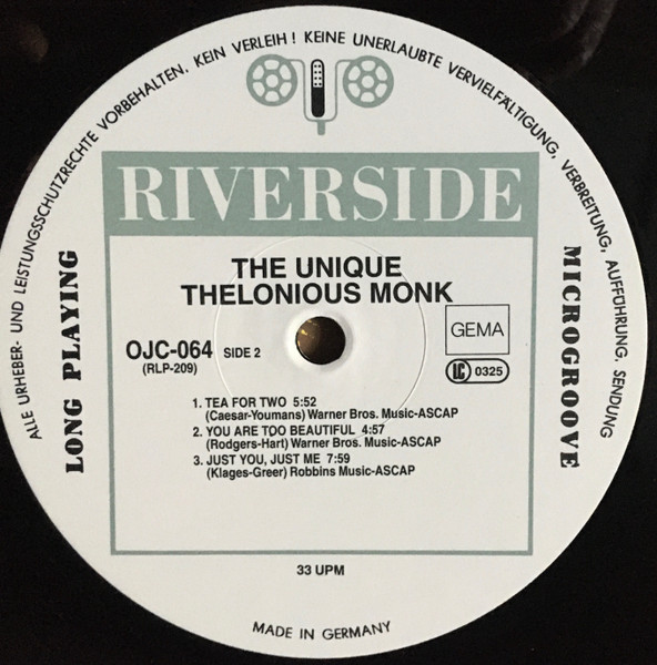 Thelonious Monk - The Unique Thelonious Monk | Riverside Records (RLP-209) - 4