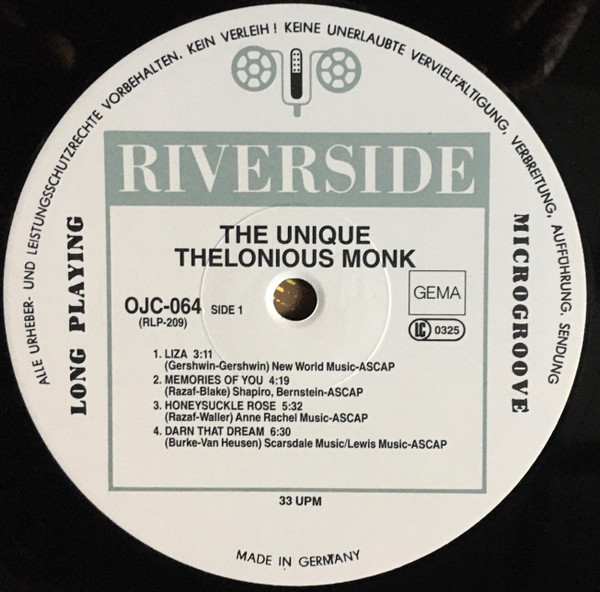 Thelonious Monk - The Unique Thelonious Monk | Riverside Records (RLP-209) - 3