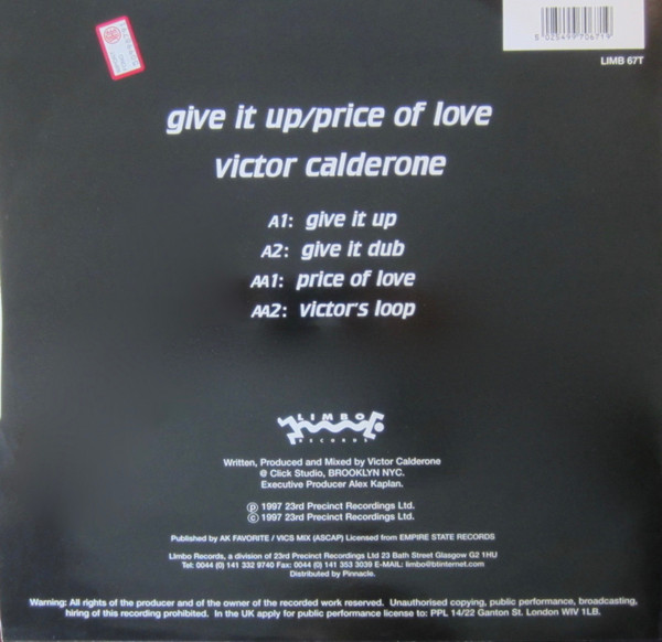 Victor Calderone - Give It Up / Price Of Love | Limbo Records (LIMB 67T) - 2