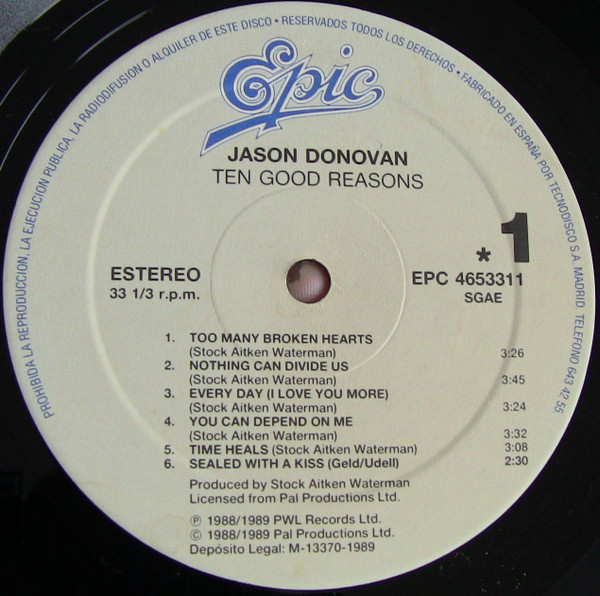 Jason Donovan - Ten Good Reasons | Epic (EPC 465331 1) - 3 Jason Donovan - Ten Good Reasons | Epic (EPC 465331 1) - 3