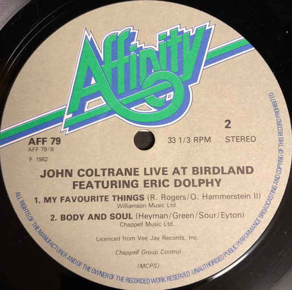 John Coltrane Featuring Eric Dolphy - Live At Birdland | Affinity (AFF 79) - 3 John Coltrane Featuring Eric Dolphy - Live At Birdland | Affinity (AFF 79) - 3