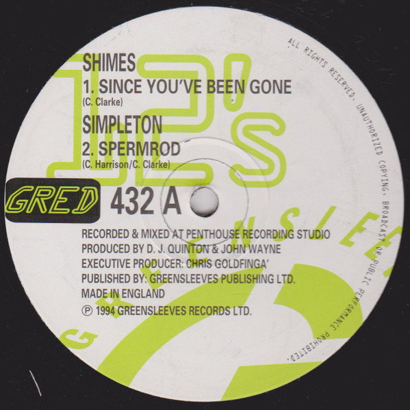Shimes - Since You've Been Gone | Greensleeves Records (GRED 432)