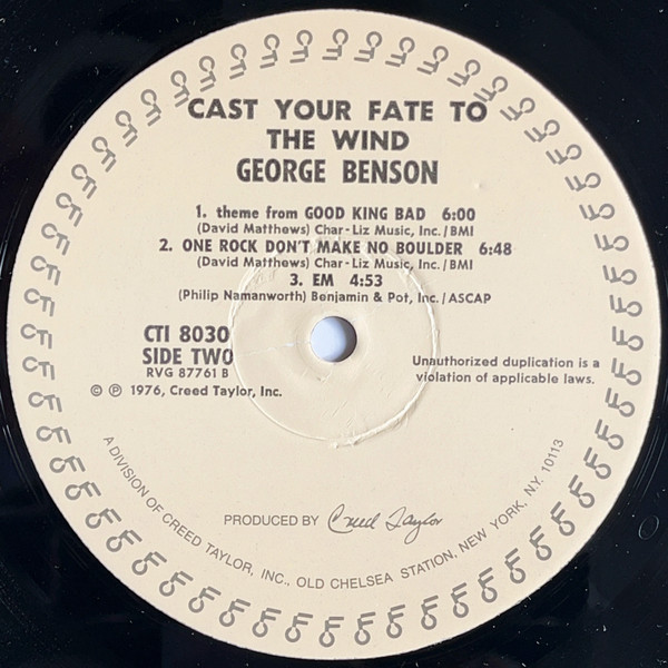 George Benson - Cast Your Fate To The Wind | CTI Records (CTI 8030) - 4