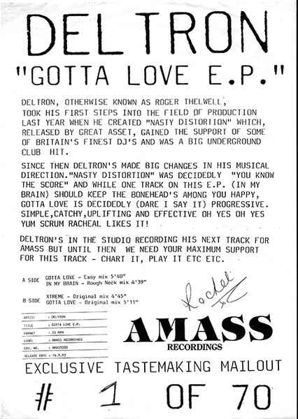 Deltron - Gotta Love EP | Amass Recordings (AMASS 003) - main