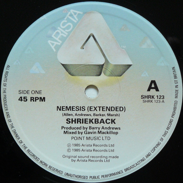 Shriekback - Nemesis (Extended) | Arista (shrk 123) - 3