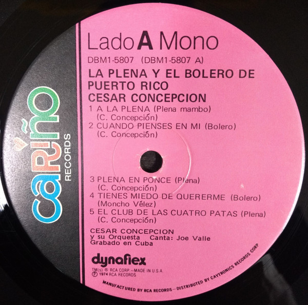 Cesar Concepcion - La Plena Y El Bolero De Puerto Rico | Cariño (DBM1-5807) - 3 Cesar Concepcion - La Plena Y El Bolero De Puerto Rico | Cariño (DBM1-5807) - 3