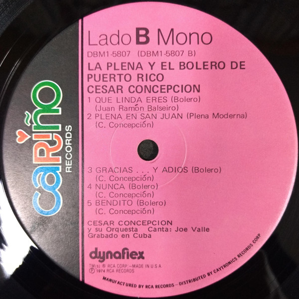 Cesar Concepcion - La Plena Y El Bolero De Puerto Rico | Cariño (DBM1-5807) - 4 Cesar Concepcion - La Plena Y El Bolero De Puerto Rico | Cariño (DBM1-5807) - 4