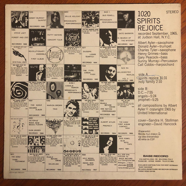 Albert Ayler - Spirits Rejoice | Base Record (ESP 1020) - 2 Albert Ayler - Spirits Rejoice | Base Record (ESP 1020) - 2