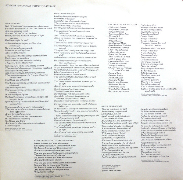 Joan Baez - Diamonds & Rust | A&M Records (89 049 XOT) - 3