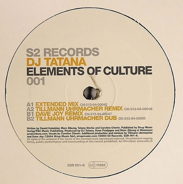 DJ Tatana - Elements Of Culture | S2 Records (S2R 001-6) - 2