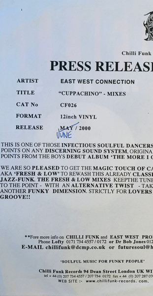 East West Connection - Cuppachino | Chillifunk Records (CF 026) - 3 East West Connection - Cuppachino | Chillifunk Records (CF 026) - 3