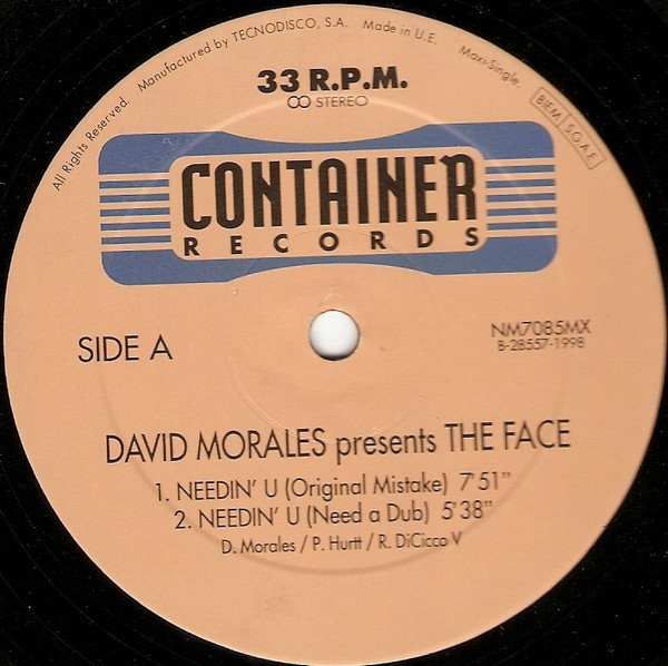 David Morales Presents The Face - Needin' U | Container Records (NM7085MX) - 3 David Morales Presents The Face - Needin' U | Container Records (NM7085MX) - 3