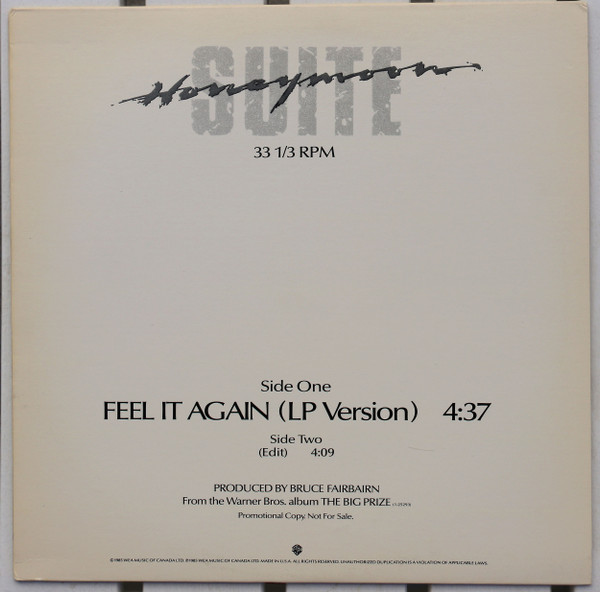 Honeymoon Suite - Feel It Again | Warner Bros. Records (PRO-A-2437)
