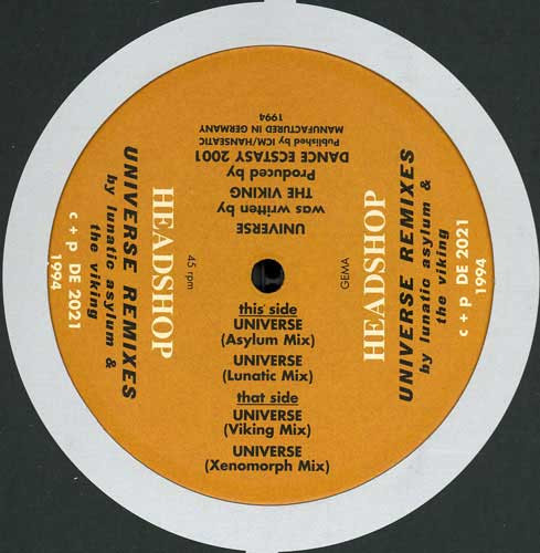 Headshop - Universe (Remixes) | Dance Ecstasy 2001 (DE 2021)