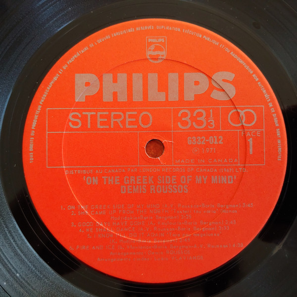 Demis Roussos - On The Greek Side Of My Mind [Vinyl] | Philips (6332 012) - 3