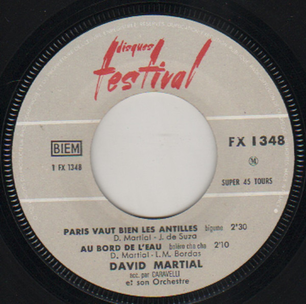 David Martial - Paris - Les Antilles | Disques Festival (FX 45 1348 M) - 3