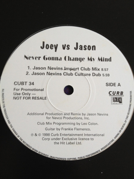 Joey Lawrence Vs Jason Nevins - Never Gonna Change My Mind | The Hit Label (CUBT 34) - main