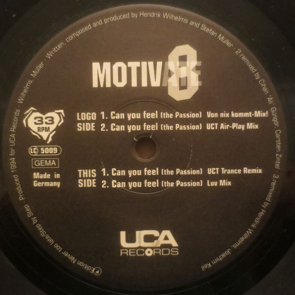 Motivate - Can You Feel (The Passion) | UCA Records (UCA PRO 004-12) Motivate - Can You Feel (The Passion) | UCA Records (UCA PRO 004-12)