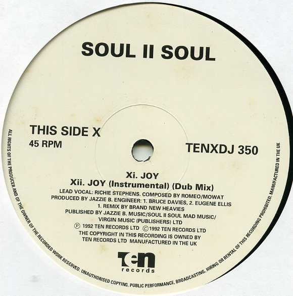 Soul II Soul - Joy | 10 Records (TENXDJ 350) - 2