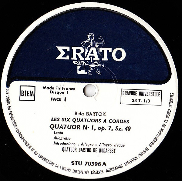 Bartók Quartet / Béla Bartók - Les Six Quatuors De Bela Bartok | Erato (STU 70 396/97/98) - 4