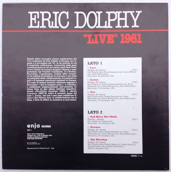 Eric Dolphy - "Live" 1961 | Enja Records (SPE 1) - 2 Eric Dolphy - "Live" 1961 | Enja Records (SPE 1) - 2