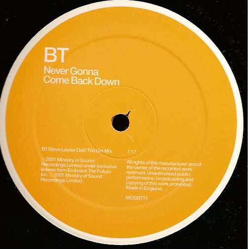 BT - Never Gonna Come Back Down | Ministry Of Sound (MOSBTT1) - 4
