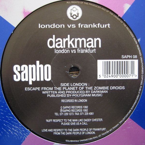 Darkman / Bi-Face - London Vs Frankfurt | Sapho (SAPH 08)