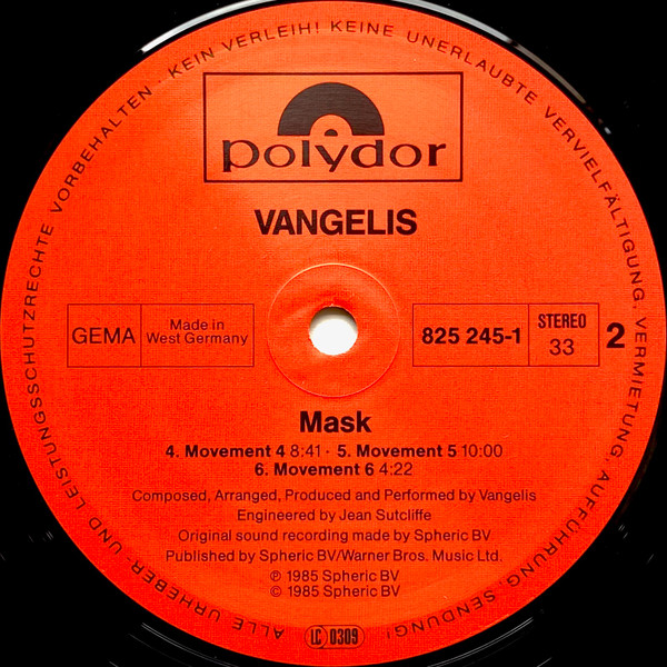 Vangelis - Mask | Polydor (825 245-1) - 4