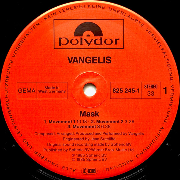 Vangelis - Mask | Polydor (825 245-1) - 3