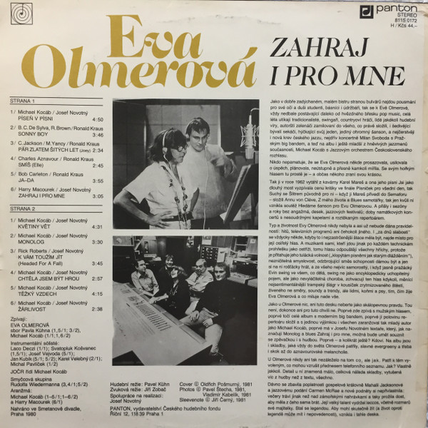 Eva Olmerová , Czechoslovak Radio Jazz Orchestra řídí Michael Kocáb - Zahraj I Pro Mne | Panton (8115 0172) - 2
