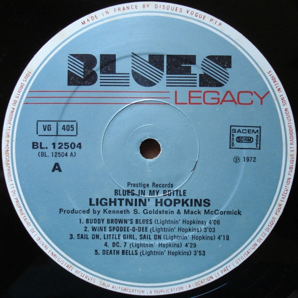 Lightnin' Hopkins - Blues In My Bottle | Vogue (BL. 12504) - 3