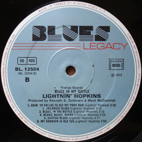 Lightnin' Hopkins - Blues In My Bottle | Vogue (BL. 12504) - 4