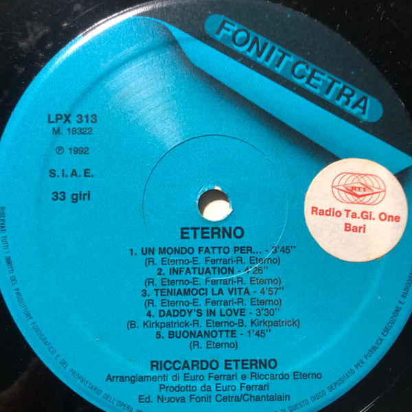 Riccardo Eterno - Riccardo Eterno | Fonit Cetra (LPX 313) - 2 Riccardo Eterno - Riccardo Eterno | Fonit Cetra (LPX 313) - 2