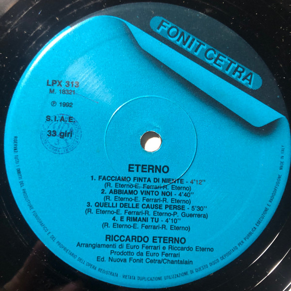 Riccardo Eterno - Riccardo Eterno | Fonit Cetra (LPX 313) - 3 Riccardo Eterno - Riccardo Eterno | Fonit Cetra (LPX 313) - 3