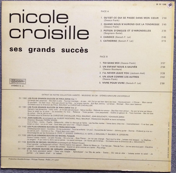 Nicole Croisille - Ses Grands Succès | Musidisc (30 CV 1248) - 2