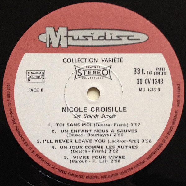Nicole Croisille - Ses Grands Succès | Musidisc (30 CV 1248) - 3