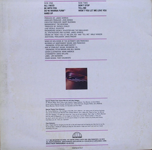 Sylvester - All I Need | Megatone Records (INT 20338) - 2