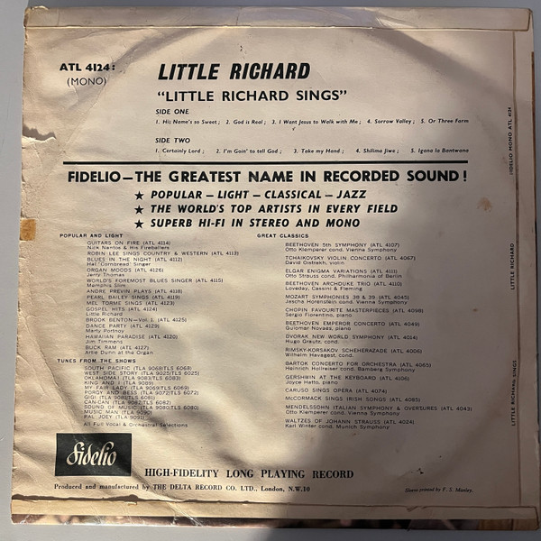 Little Richard - Little Richard Sings | Fidelio (ATL 4124) - 2