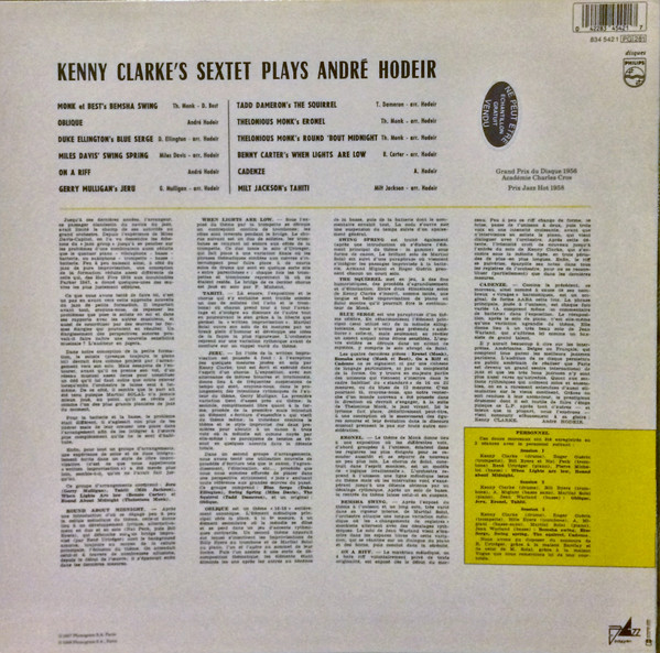 Kenny Clarke's Sextet - Plays André Hodeir | Philips (834 542-1) - 2