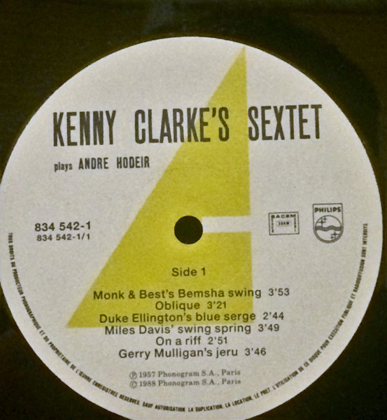 Kenny Clarke's Sextet - Plays André Hodeir | Philips (834 542-1) - 3